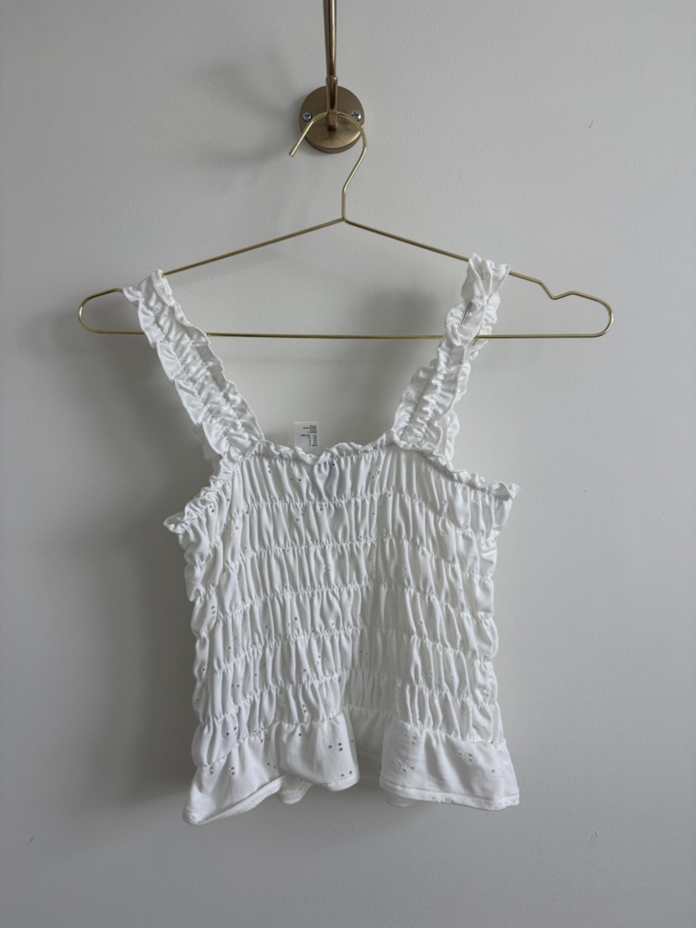 White Ruffled Smocked Tank Top - Picture 3 of 3
